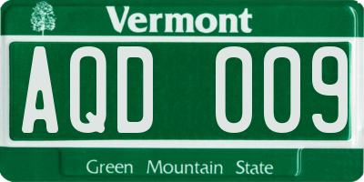 VT license plate AQD009
