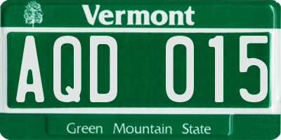 VT license plate AQD015