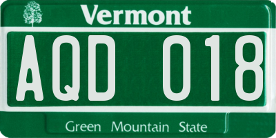 VT license plate AQD018