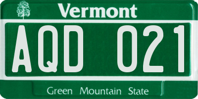 VT license plate AQD021
