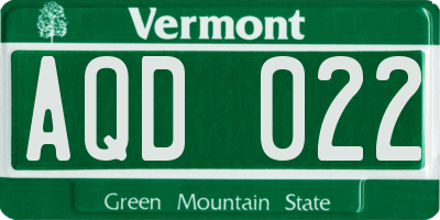 VT license plate AQD022