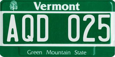VT license plate AQD025