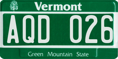 VT license plate AQD026