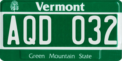 VT license plate AQD032