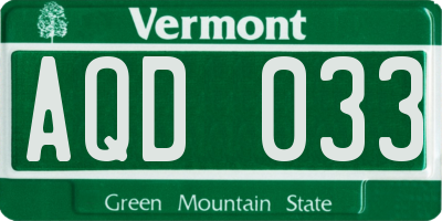 VT license plate AQD033