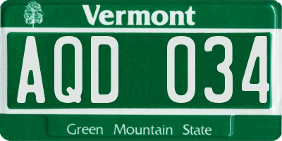 VT license plate AQD034