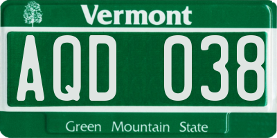 VT license plate AQD038