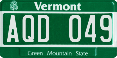 VT license plate AQD049