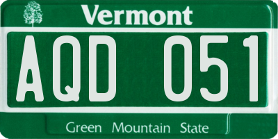 VT license plate AQD051