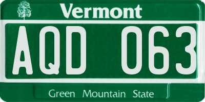 VT license plate AQD063