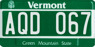 VT license plate AQD067