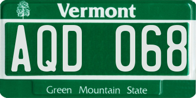 VT license plate AQD068