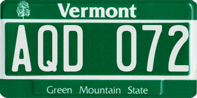 VT license plate AQD072