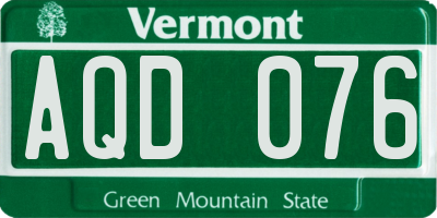 VT license plate AQD076