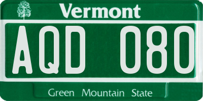 VT license plate AQD080