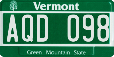 VT license plate AQD098