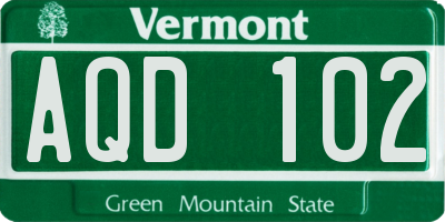 VT license plate AQD102