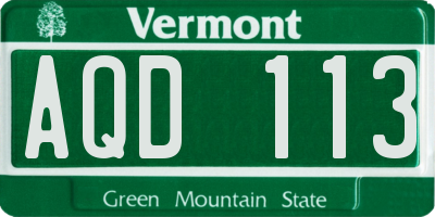 VT license plate AQD113