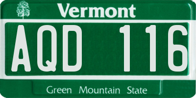 VT license plate AQD116
