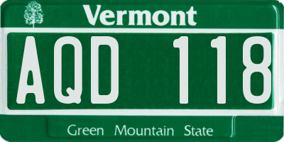 VT license plate AQD118