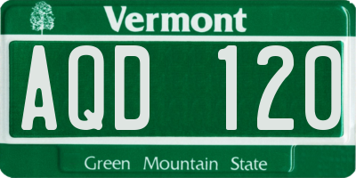 VT license plate AQD120