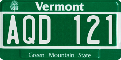 VT license plate AQD121