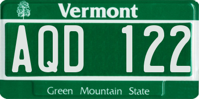 VT license plate AQD122