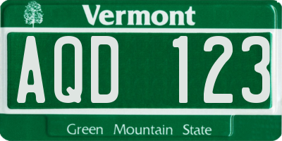 VT license plate AQD123