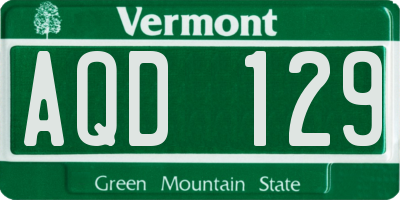 VT license plate AQD129