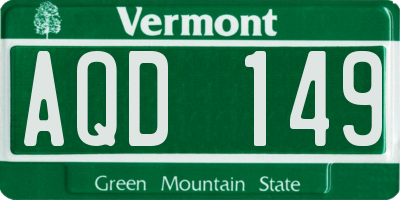 VT license plate AQD149