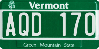 VT license plate AQD170