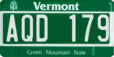 VT license plate AQD179