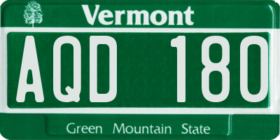 VT license plate AQD180