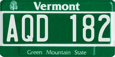 VT license plate AQD182