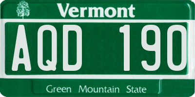 VT license plate AQD190