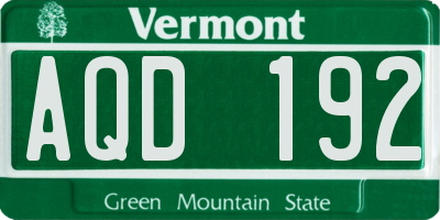 VT license plate AQD192