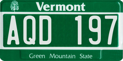 VT license plate AQD197