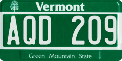 VT license plate AQD209