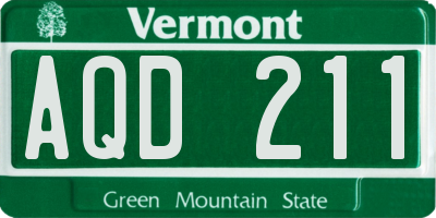 VT license plate AQD211