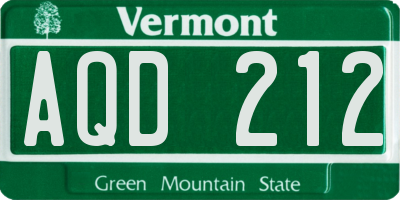 VT license plate AQD212