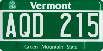 VT license plate AQD215