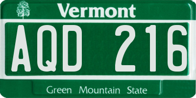 VT license plate AQD216