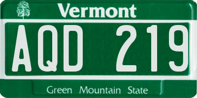 VT license plate AQD219