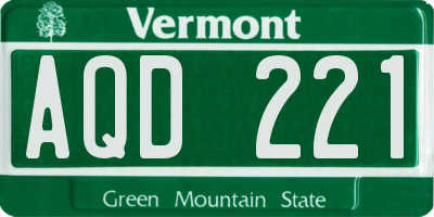 VT license plate AQD221