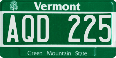 VT license plate AQD225