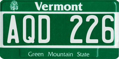 VT license plate AQD226