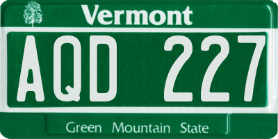 VT license plate AQD227