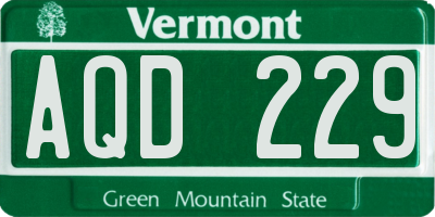 VT license plate AQD229