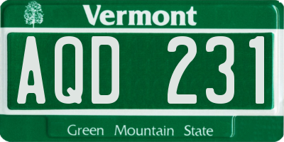 VT license plate AQD231