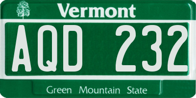 VT license plate AQD232